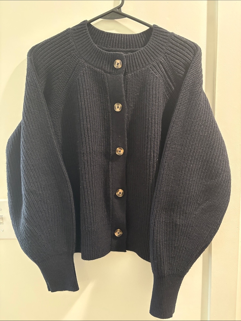 Banana Republic Black Ribbed Button-Front Cardigan